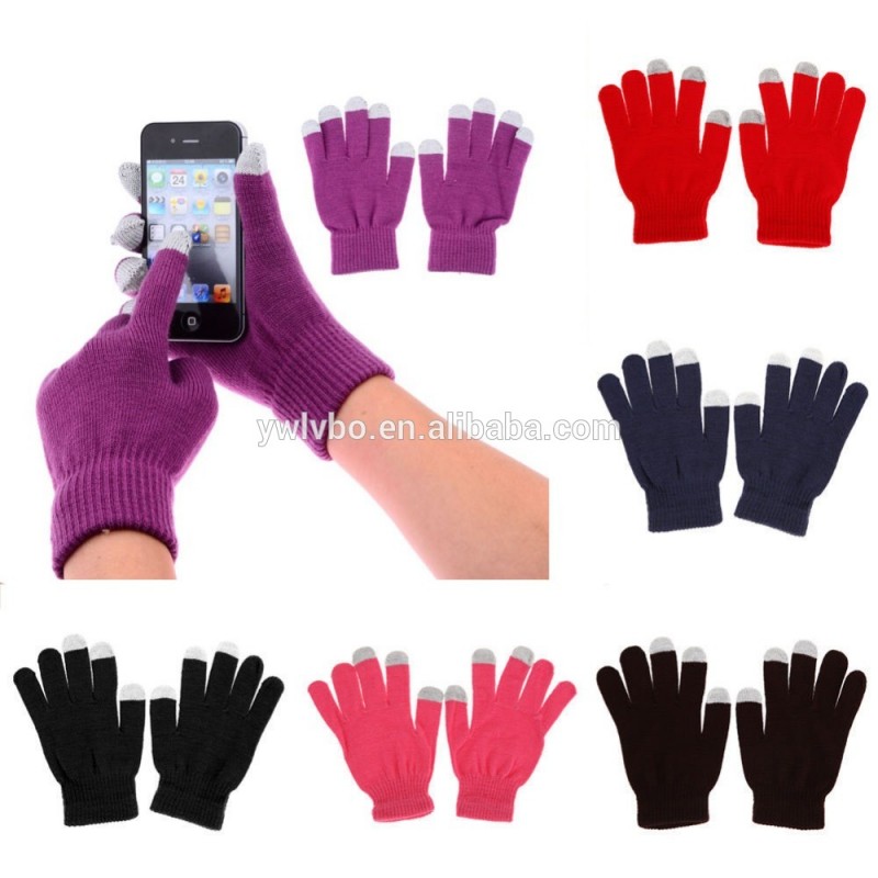 女性男性柔らかい綿ニット冬の手袋タッチスクリーン手袋すべてのスマートフォン-アクリル手袋、ミトン問屋・仕入れ・卸・卸売り