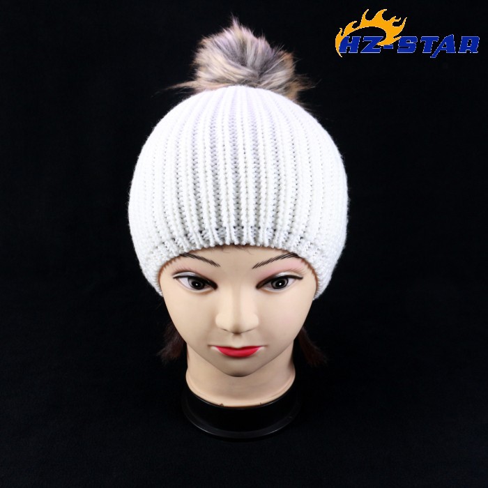 カスタム2015hzm-13554011冬の女の子のファッションで最も冬キツネの毛皮帽子pompom手作りのウール-ベレー帽問屋・仕入れ・卸・卸売り