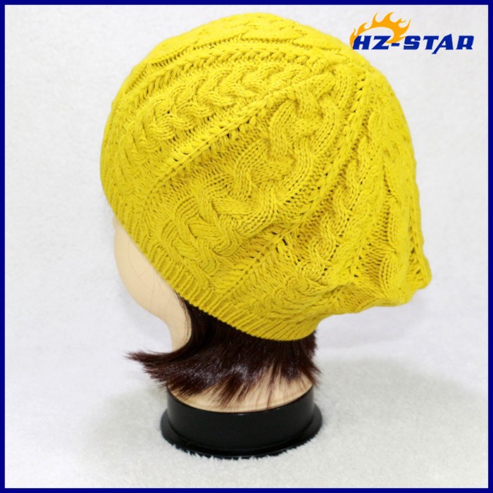 韓国のファッション固体hzm-14099004リネン快適なパターンの魅力かわいいピンクのハンドニットフリー自由冬ベレー帽を編んだ-ベレー帽問屋・仕入れ・卸・卸売り