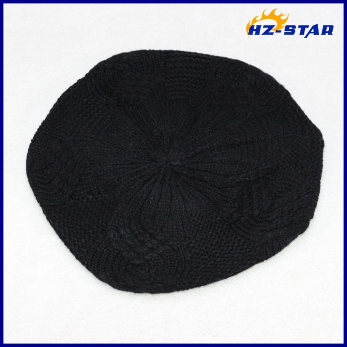 卸売安いhzm-14097006黒いドイツのファッションミリタリースタイルitted茶色ブラウンブラックデザイナー冬用かぎ針編みのベレー帽-ベレー帽問屋・仕入れ・卸・卸売り