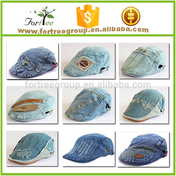 2015夏ホットファッションベレー帽調整可能な青ジャンキャップ-ベレー帽問屋・仕入れ・卸・卸売り