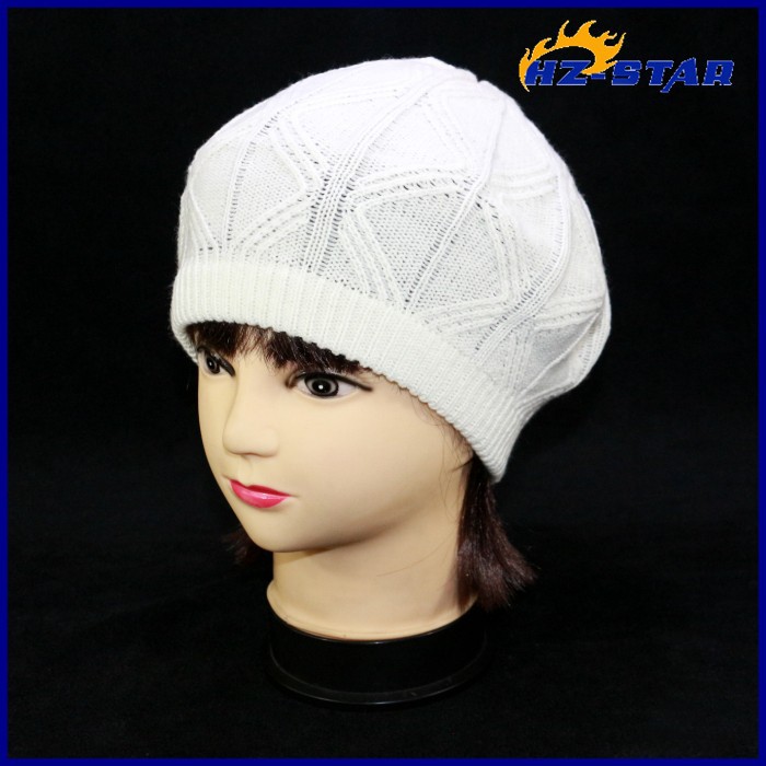 ピンクのかわいい女性韓国hzm-14111016快適な冬ファッション茶色安い男の手のパターンを編むためのベレー帽子供-ベレー帽問屋・仕入れ・卸・卸売り