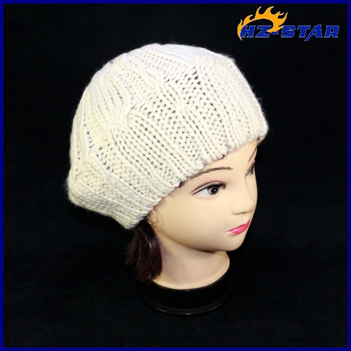 韓国のファッションソリッドリネンhzm-11019024かわいいピンクのハンドニットフリー快適なパターンの魅力の冬のかぎ針編みの冬のベレー帽-ベレー帽問屋・仕入れ・卸・卸売り