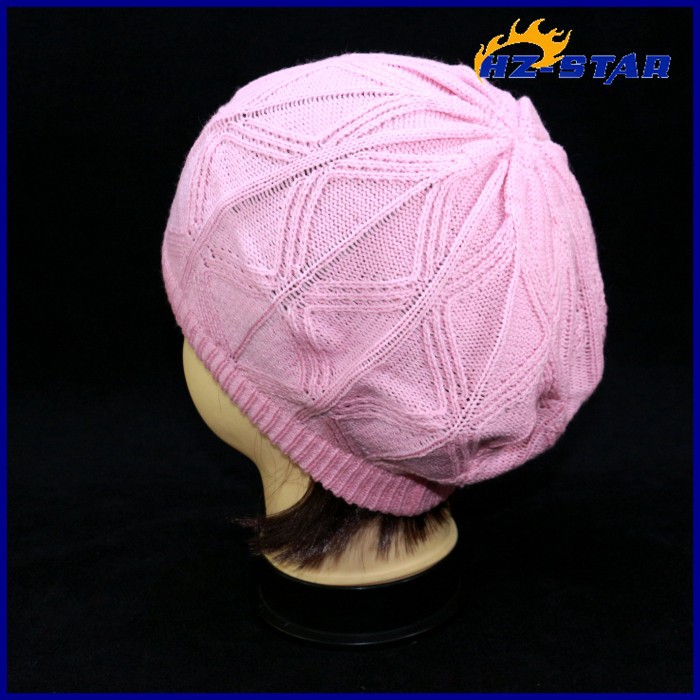 ピンクのかわいい女性韓国hzm-14111011快適なパターン安い男の冬のファッション茶色の手編みベレー帽白-ベレー帽問屋・仕入れ・卸・卸売り