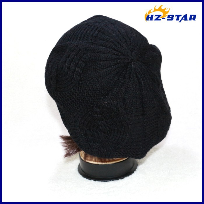 卸売安いhzm-14097004黒いドイツのファッションミリタリースタイルブラウンブラックニットデザイナーの冬のベレー帽-ベレー帽問屋・仕入れ・卸・卸売り