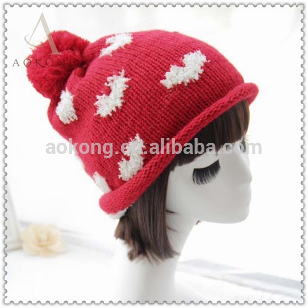 冬のファッションの女性が赤色心臓ドビー冬のスカーフ-その他帽子、キャップ問屋・仕入れ・卸・卸売り