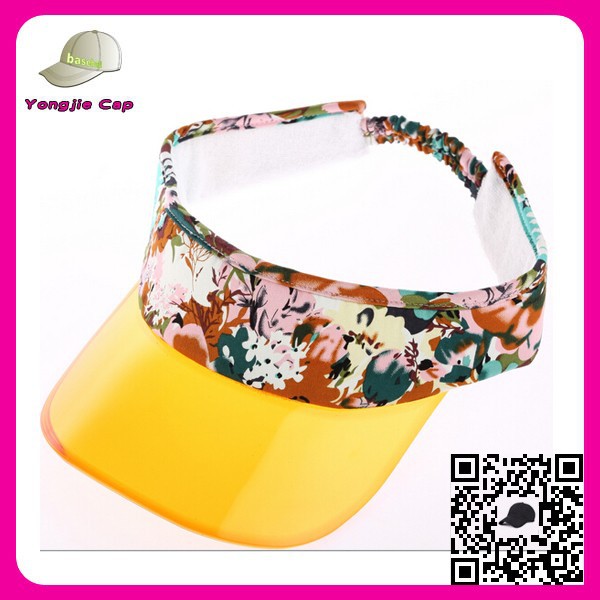 uv保護プラスチックpvcサンバイザーキャップhotsale花柄のパターンひさしのついた帽子防水プラスチックバイザー-バイザー問屋・仕入れ・卸・卸売り