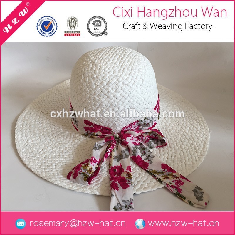 卸し売り女性の夏のビーチhzwフロッピー帽子を飾る絹紙、 100％の紙の帽子、 帽子とキャップ-その他帽子、キャップ問屋・仕入れ・卸・卸売り