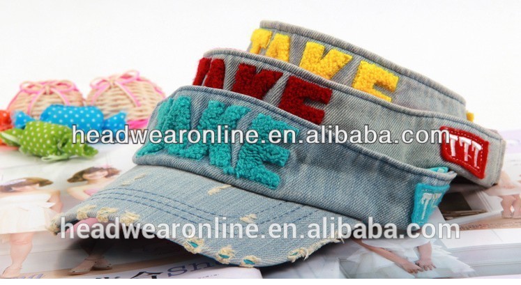 高品質サンバイザー刺繍付きキャップ広東省で行われたロゴ-バイザー問屋・仕入れ・卸・卸売り