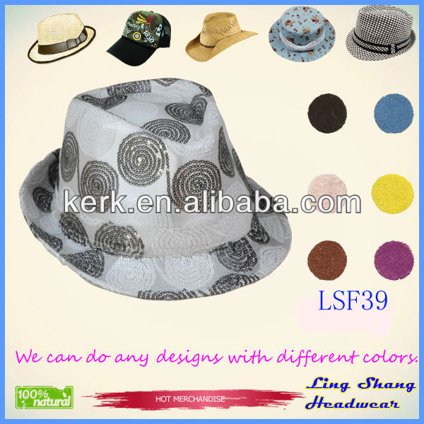 美しい模様のコットン/polyesterフェドーラ帽、 lsf39-ソフト帽の帽子問屋・仕入れ・卸・卸売り
