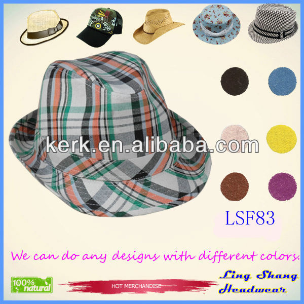 lsf83、 バルク価格の工場直売チェックフェドーラ帽フェドーラ帽子サプライヤー-ソフト帽の帽子問屋・仕入れ・卸・卸売り