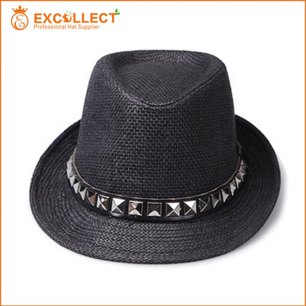 ホットな新2015帽子卸売人のための黒の麦わら帽子-ソフト帽の帽子問屋・仕入れ・卸・卸売り
