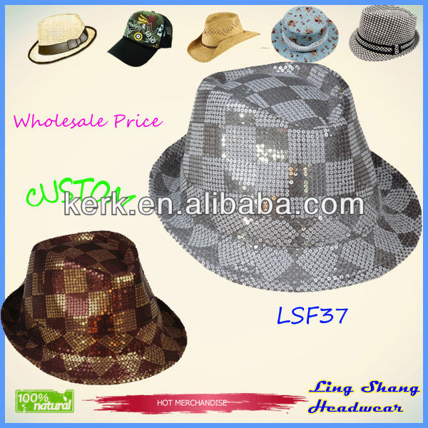 人気のあるスパンコールcotton/ポリエステル中国の帽子フェドーラ帽、 lsf37-ソフト帽の帽子問屋・仕入れ・卸・卸売り
