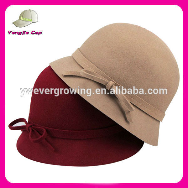 女性フェドーラ山高帽ダービーソリッドカラーウールキャップ-ソフト帽の帽子問屋・仕入れ・卸・卸売り