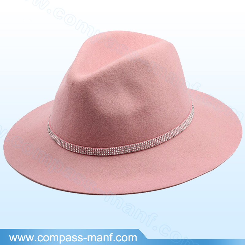 ホットフィックスラインストーンバンド女性のファッションのウールの帽子-ソフト帽の帽子問屋・仕入れ・卸・卸売り