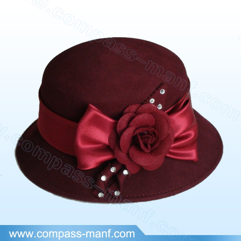 新しいデザイナーの女性のウールの帽子を感じた大きな蝶ネクタイ-ソフト帽の帽子問屋・仕入れ・卸・卸売り