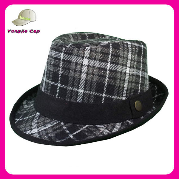 スーパーソフト素材高品質格子縞のフェドーラ帽-ソフト帽の帽子問屋・仕入れ・卸・卸売り