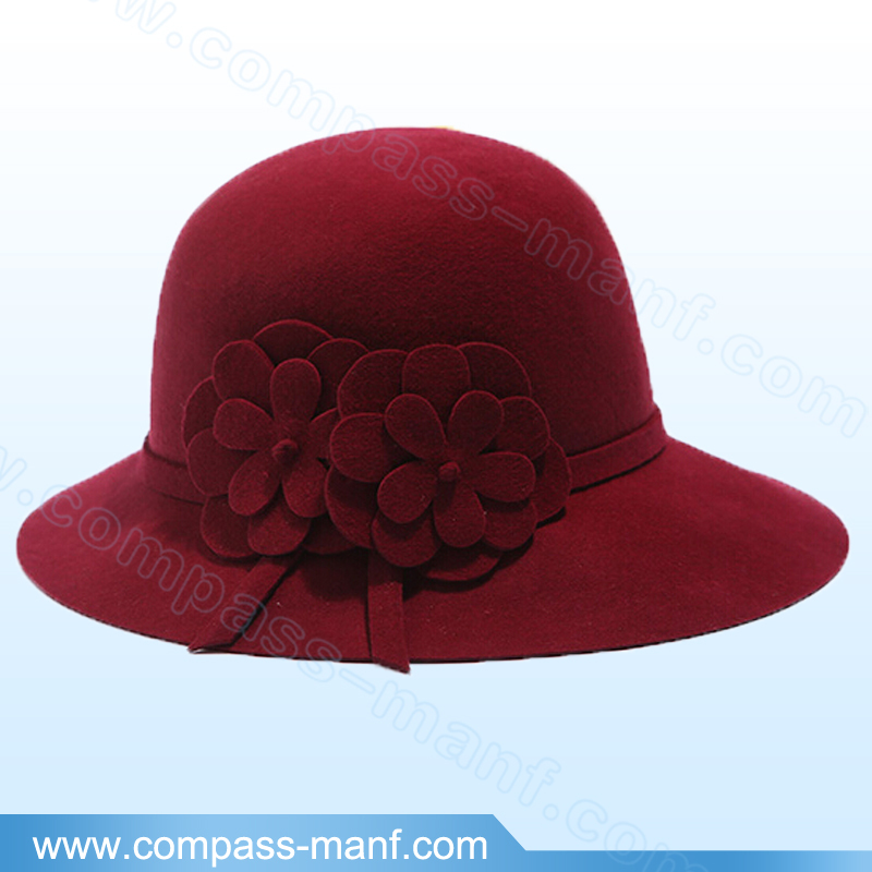 女性広いつばのヴィンテージウール混紡フェルト帽子-ソフト帽の帽子問屋・仕入れ・卸・卸売り