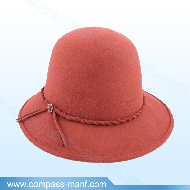 女性のオレンジ色の冬のウール帽子パナマスタイル-ソフト帽の帽子問屋・仕入れ・卸・卸売り