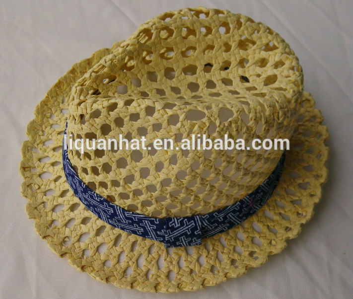 天然紙ストロー織りファッション夏フェドーラ帽子-ソフト帽の帽子問屋・仕入れ・卸・卸売り