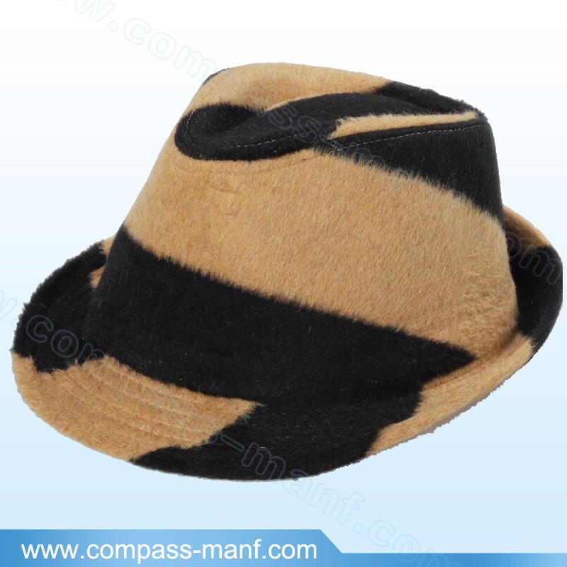 ヒョウフェドーラ2015ウール混紡フェルト帽帽子-ソフト帽の帽子問屋・仕入れ・卸・卸売り