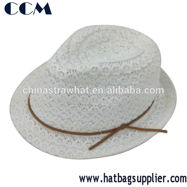 レジャー女の子の帽子のためのレースバンド/ホワイトfedoraの帽子用レディ-ソフト帽の帽子問屋・仕入れ・卸・卸売り