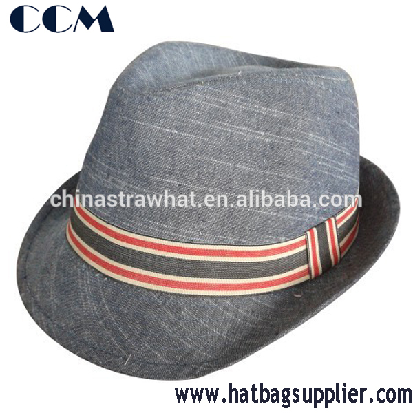 2013新しいメンズ綿の帽子/ストライプ生地fedoraの帽子秋-ソフト帽の帽子問屋・仕入れ・卸・卸売り