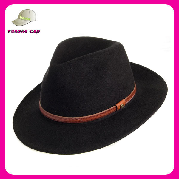 黒フェドーラ帽カスタムプロモーション販売のための-ソフト帽の帽子問屋・仕入れ・卸・卸売り