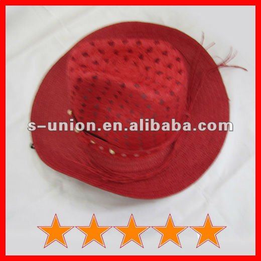 プロモーション安い赤カウガールの帽子( su- sh3457)-カウボーイ帽子問屋・仕入れ・卸・卸売り