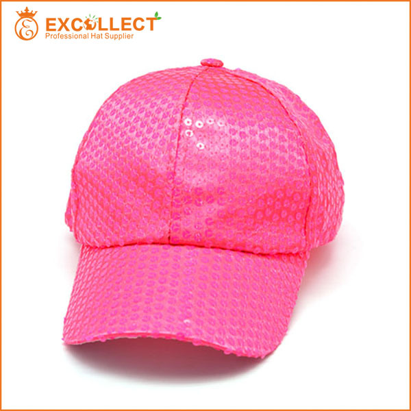 ファッションスパンコールピンクのネオンの野球帽-ソフト帽の帽子問屋・仕入れ・卸・卸売り