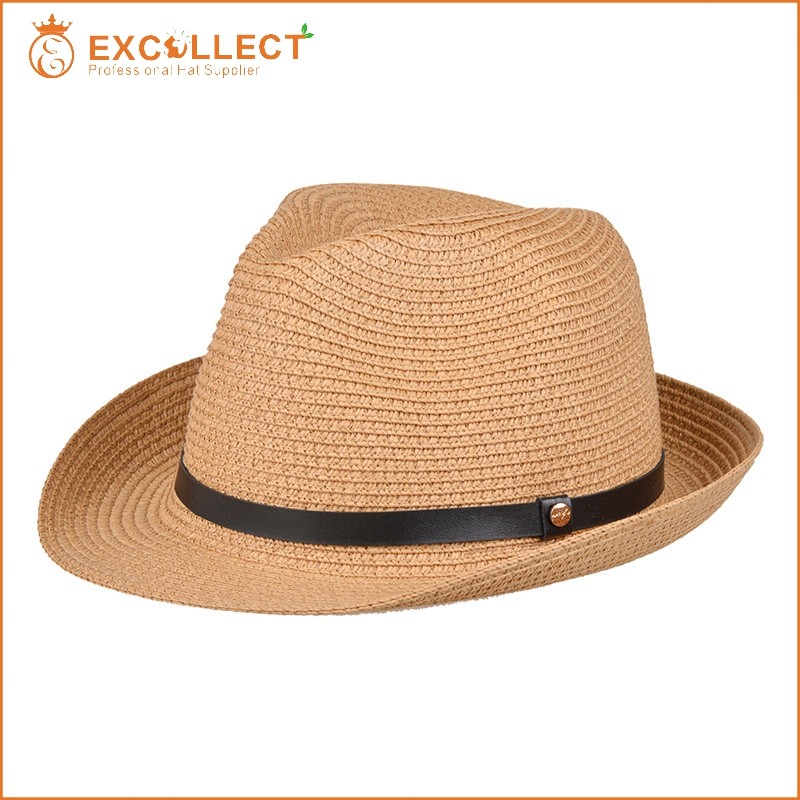 高品質ブラウンfedoraの帽子で革バンド-ソフト帽の帽子問屋・仕入れ・卸・卸売り