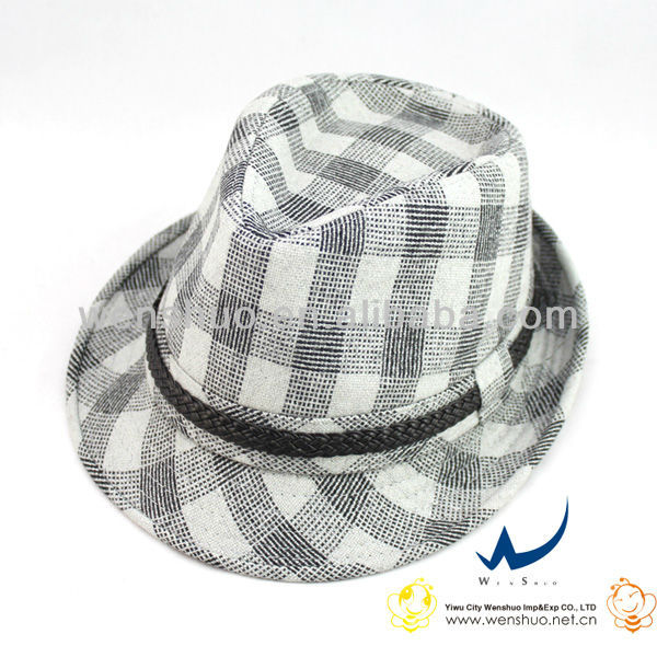 格子縞のブリティッシュスタイルフェドーラ帽-ソフト帽の帽子問屋・仕入れ・卸・卸売り