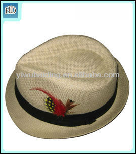 安い羽discounホワイトフェドーラ帽子フェドーラ帽子男性フェドーラ-ソフト帽の帽子問屋・仕入れ・卸・卸売り