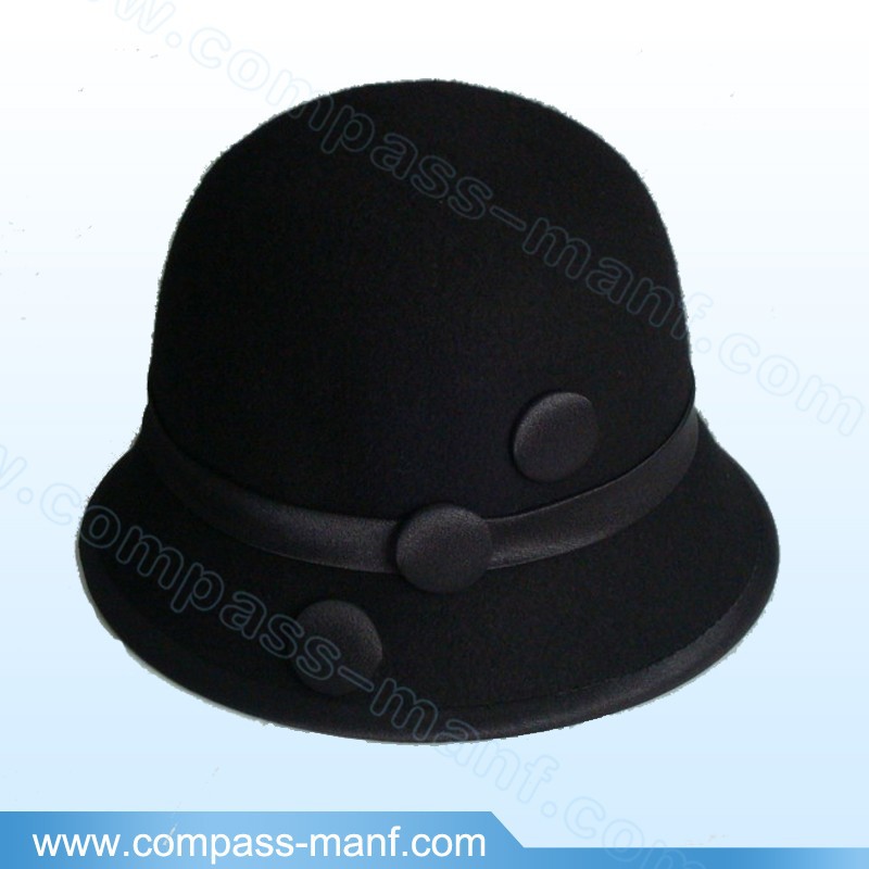 プレーン固体黒い色ウールバケットハット-ソフト帽の帽子問屋・仕入れ・卸・卸売り