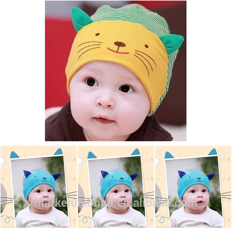 100%綿かわいい赤ちゃん帽子3d猫赤ちゃん ビーニー帽子-問屋・仕入れ・卸・卸売り