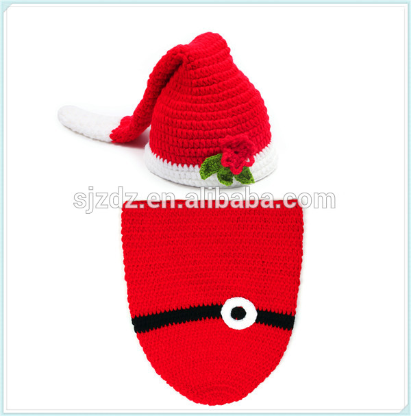 純粋なハンドメイドのかぎ針編みのベビー手編み帽子・クリスマスセット-ベビーハット＆キャップ問屋・仕入れ・卸・卸売り