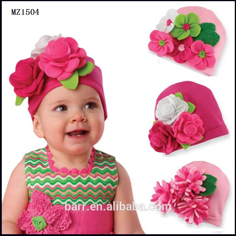 新しいファッションかわいい花の飾られたクリスマスマルチ赤ちゃん帽子綿-ベビーハット＆キャップ問屋・仕入れ・卸・卸売り