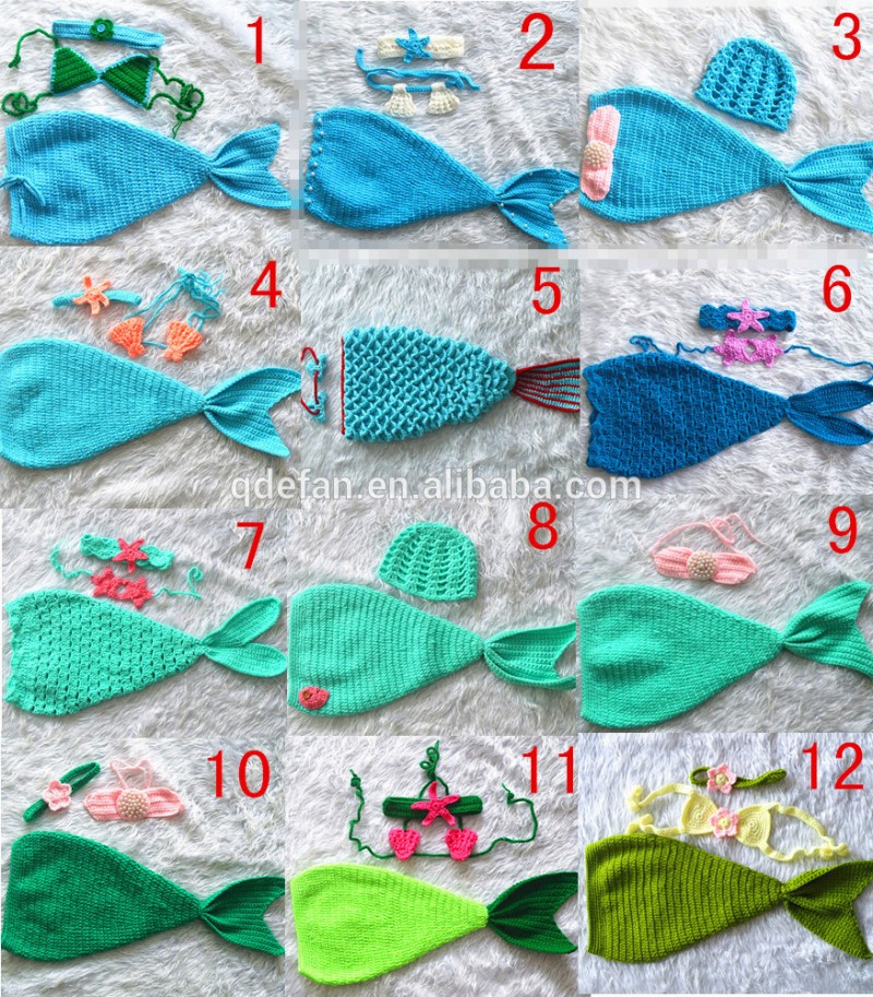 かぎ針編み赤ちゃんのかぎ針編みの人魚の尾衣装の衣装赤ちゃん写真は甘い-ベビーハット＆キャップ問屋・仕入れ・卸・卸売り