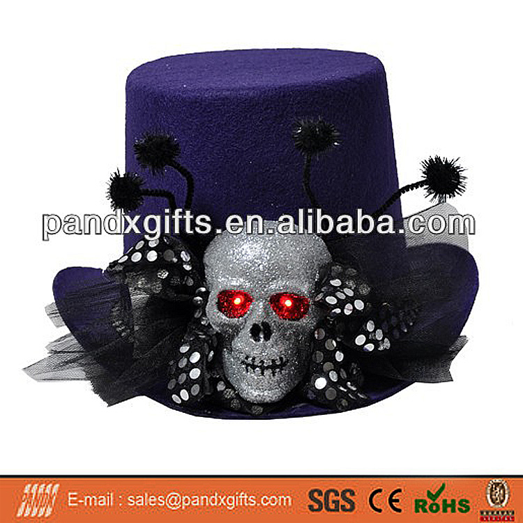 人気の黒ハロウィーン頭蓋骨の装飾的な輝きのシルクハット-パーティーハット問屋・仕入れ・卸・卸売り