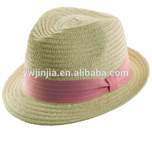 紙編み込みfedoraの帽子で着色されたリボン-麦わら帽子問屋・仕入れ・卸・卸売り
