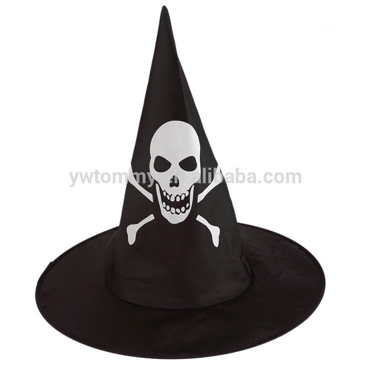 黒頭蓋骨のプリントデザインハロウィーン魔女の帽子-パーティーハット問屋・仕入れ・卸・卸売り