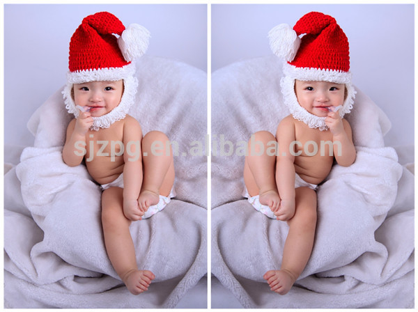クリスマス赤ちゃんサンタの帽子、 かぎ針編みのクリスマスサンタ帽子赤ちゃん、 クリスマス赤ちゃん帽子-パーティーハット問屋・仕入れ・卸・卸売り