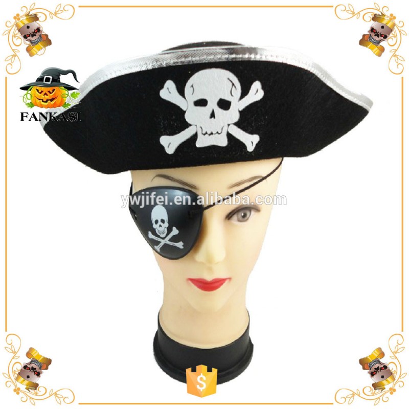 黒ハロウィン海賊帽子パターンでスカル用販売-パーティーハット問屋・仕入れ・卸・卸売り