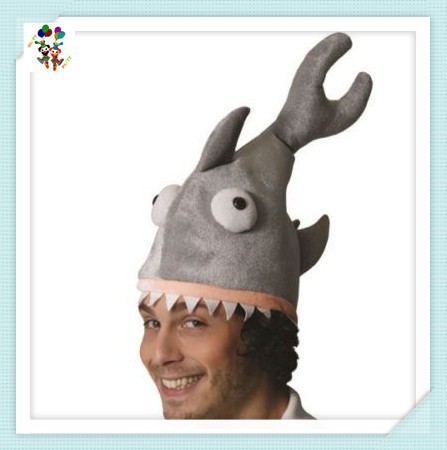 子供の成人スタッグパーティーグレーhpc-0260サメjawsの魚のぬいぐるみの帽子-パーティーハット問屋・仕入れ・卸・卸売り