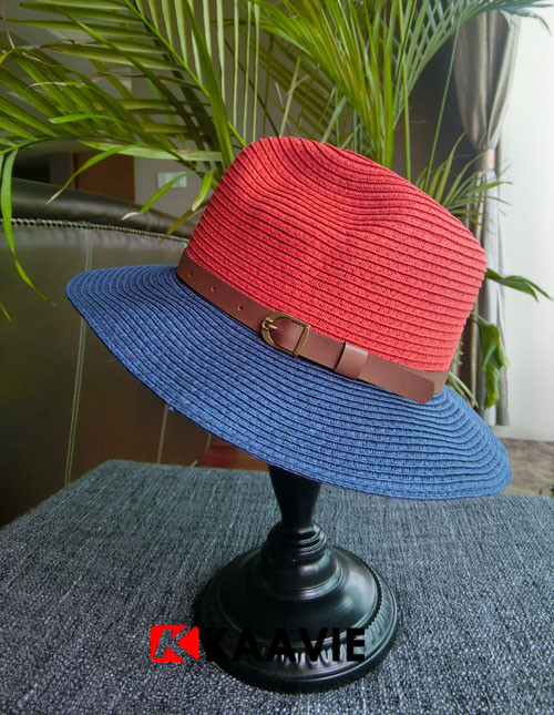 夏のフェルト帽赤海軍フェドーラわら広いつばのパナマビーチベルトキャップ日よけ帽-麦わら帽子問屋・仕入れ・卸・卸売り