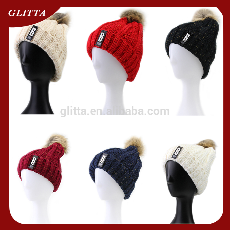 Glitta熱い販売ファッション カスタム女性ニット冬の帽子、 ビーニー帽子、 かぎ針編み帽子デザイン あなた自身の カスタム gh003-問屋・仕入れ・卸・卸売り