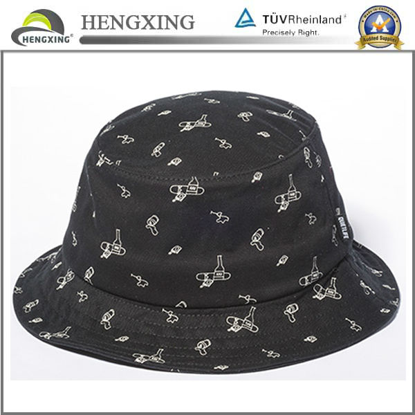 Custom print pattern black bucket hats bulk-バケツハット問屋・仕入れ・卸・卸売り