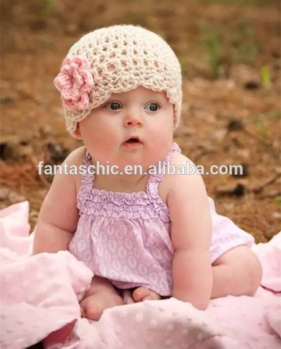 カスタム冬の綿かぎ針編みビーニー帽子で愛らしいサテン蝶のための赤ちゃんと子供-冬用帽子問屋・仕入れ・卸・卸売り