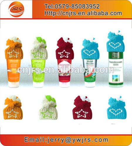 プロモーション小さなニットワインボトル帽子キャップ付きpoms poms-冬用帽子問屋・仕入れ・卸・卸売り