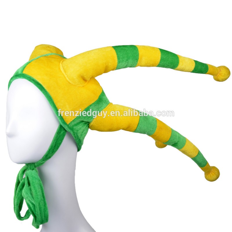 ブラジルファンサッカーサッカー帽子付きロングホーン-パーティーハット問屋・仕入れ・卸・卸売り